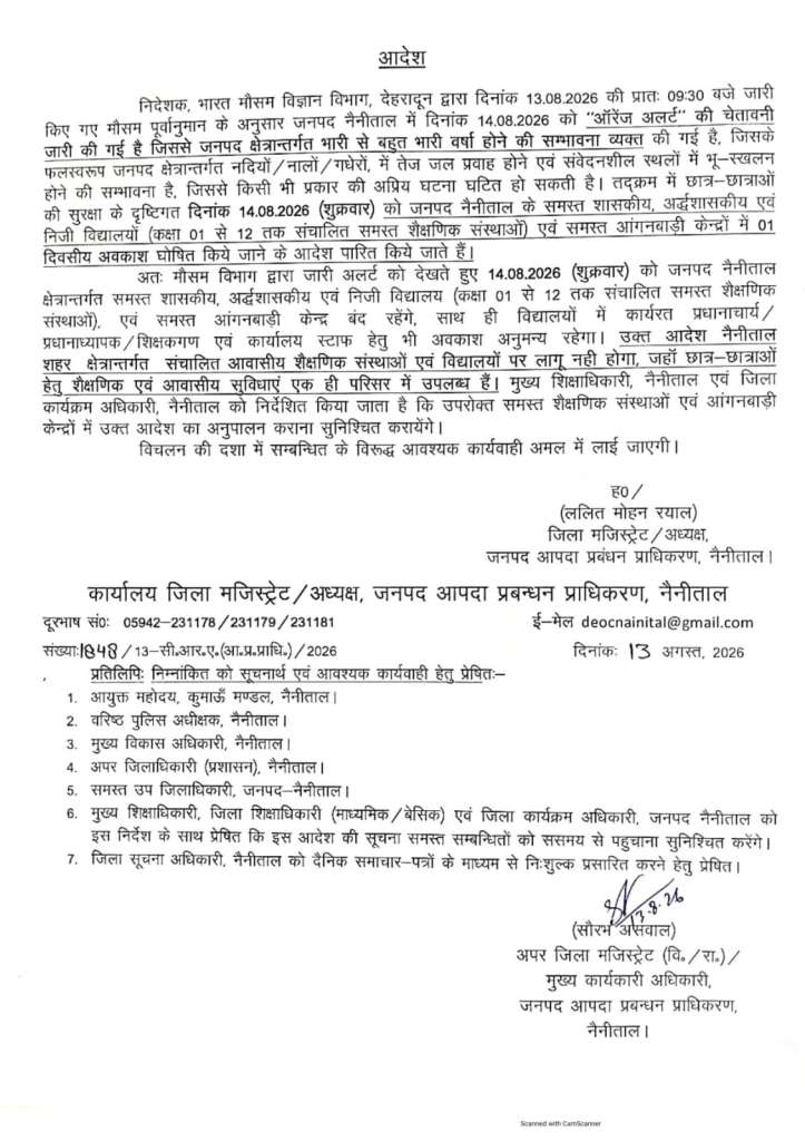 बड़ी खबर: कल स्कूलों में छुट्टी का अवकाश, डीएम जारी किया आदेश